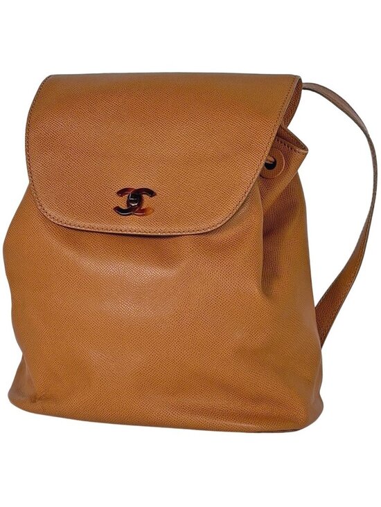 Chanel CC Logo Backpack Leather Brown main image 8